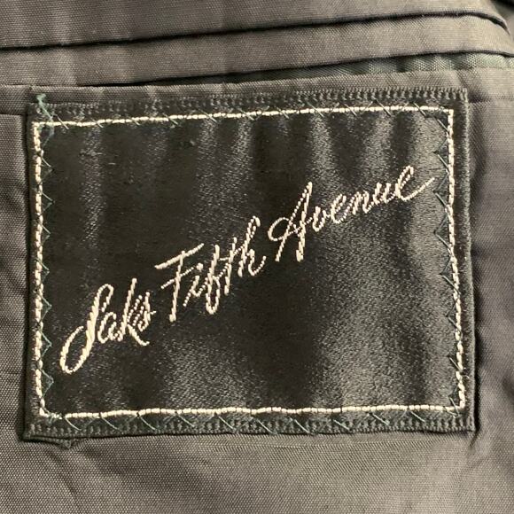 SAKS FIFTH AVENUE Size 40 Long Black Wool Peak Lapel Tuxedo - Picture 6 of 8